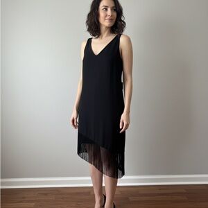 RACHEL Rachel Roy Black Asymmetrical Fringe Dress